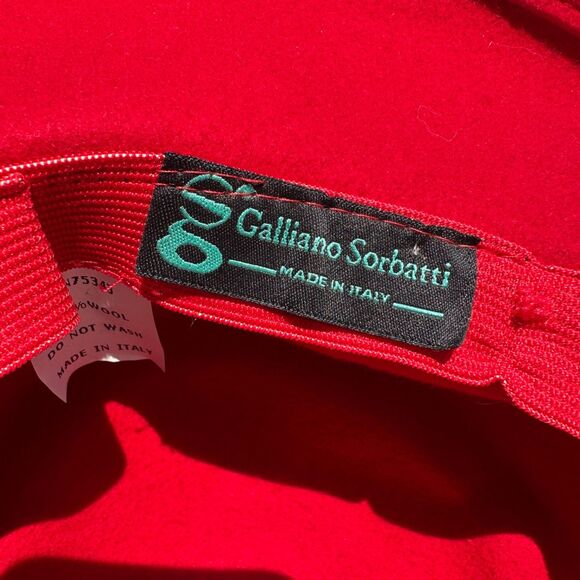 Vintage Galliano Sorbatti Red Fedora Felt Hat 100% Wool Black Bow Made In Italy main image 6